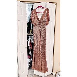 Revelry Rose Gold Gwen Sequin Bridesmaid Dress